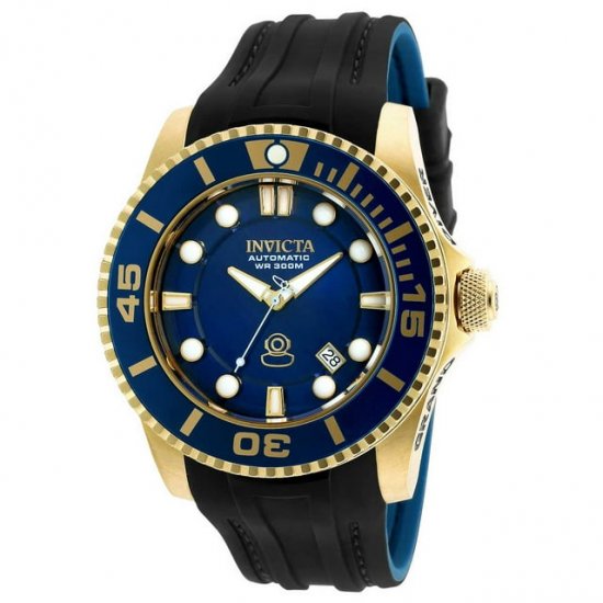 Invicta Men\'s 20203 Grand Diver Blue Dial Black and Dark Blue Silicone Strap Automatic Dive Watch