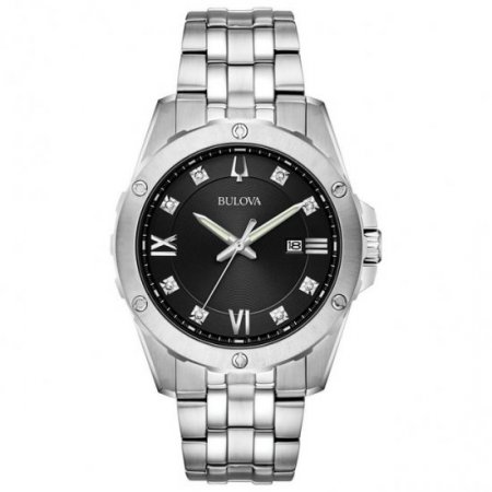 Bulova Men's Diamond Accent Watch and ID Bracelet Box Set 96K106