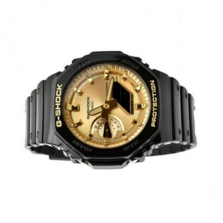 Casio G-Shock Analog Digital Black And Gold Color Resin Strap Quartz GA-2100GB-1A 200M Men's Watch