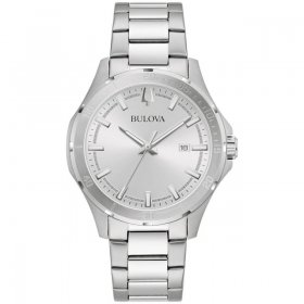 Bulova Men's Classic Silver White Dial Stainless Steel Watch 96B376