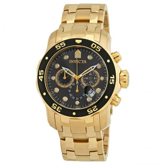 Invicta Pro Diver Chronograph Charcoal Dial Gold Ion-plated Men\'s Watch