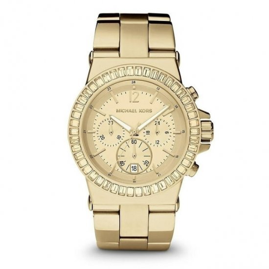 Michael Kors Women\'s Dylan\' Chronograph Crystal Gold-Tone Stainless Steel Watch