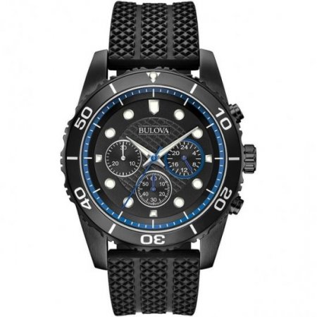 Bulova Men's Chronograph Sport Black Silicone Strap Watch