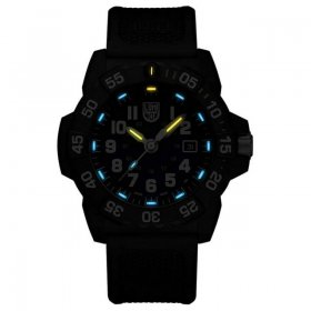 Luminox Navy Seal CARBONOX Black Rubber Strap Blue Dial Date Divers Quartz Mens Watch XS.3503.NSF