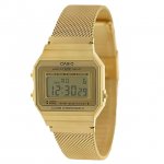 Casio Women's Super Slim Gold Tone Resin/Stainless Steel Mesh Watch A700WMG-9A