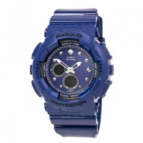 Casio BA125-2A Women's Baby-G Ana-Digi Blue Dial Blue Resin Strap World Time Alarm Watch