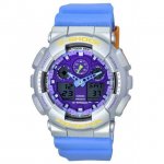 Casio G-Shock Euphoria Analog Digital Blue Resin Strap Purple Dial Quartz GA-100EU-8A2 200M Men's Watch