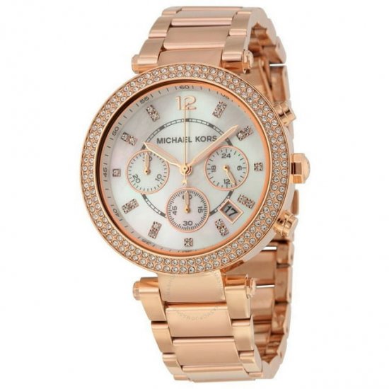 Women\'s Parker Chronograph Crystal Rose-Tone Stainless Steel Mother of Pearl Dial