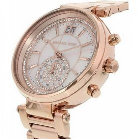 Michael Kors Women's Sawyer Rose Gold Chronograph Crystalized Watch MK6282