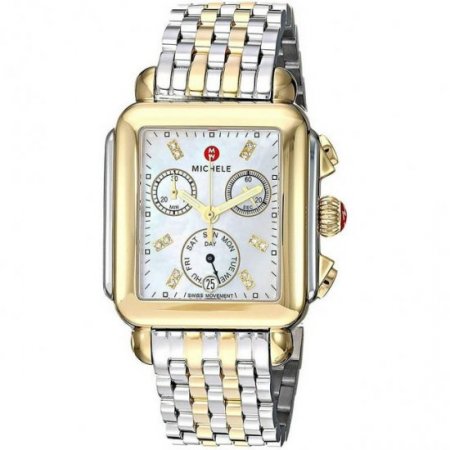 Michele Signature Deco Chronograph Day/Date Two-Tone Stainless Steel & Diamond Womens Watch MWW06P000122