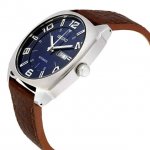 Seiko Men's Recraft Luminous Blue Dial Silver Tone Brown Leather Watch SNKN37