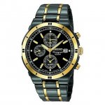 Seiko SNAA30 Core Two-Tone TiCN-Plated Steel Black Dial Men's Chronograph Watch