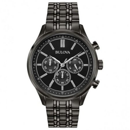 Bulova Men's Gunmetal Stainless Steel Chronograph Watch 98A217