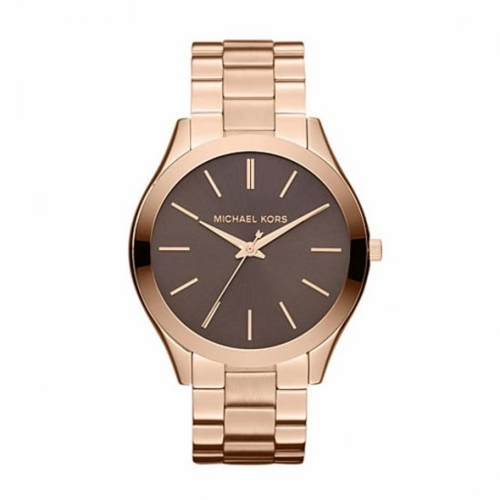 Runway Slim Ladies Rose Gold Brown Dial Quartz Watch MK3181