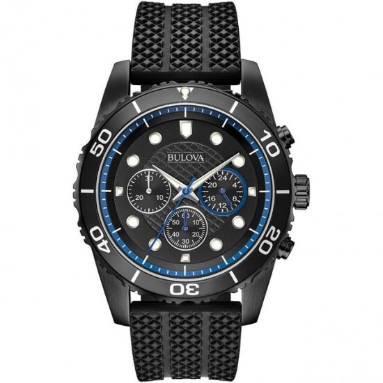 Bulova Men\'s Chronograph Sport Black Silicone Strap Watch