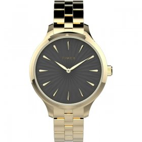 Timex TW2V06200 Women's Black Analog Watch Gold-Tone Steel Bracelet