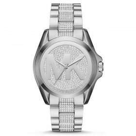 Michael Kors Women's NEW (MK6486) BRADSHAW SILVER CRYSTAL GLITZ MK LOGO WATCH