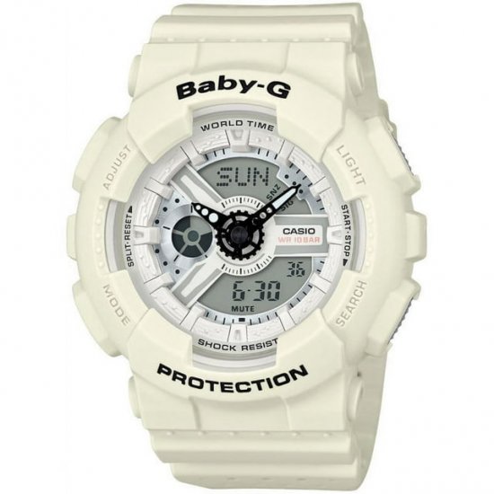 Baby-G BA110PP-7A White / White Resin Analog/Digital Quartz Women\'s Watch