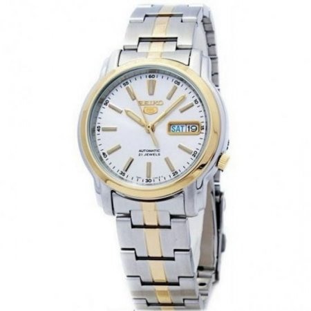 Seiko Men's 5 SNKL84 Two Tone Stainless Steel White Dial Automatic Watch