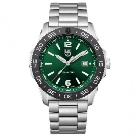 Men's Luminox Pacific Diver Stainless Steel Green Dial Dive Watch 3137