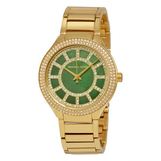 Michael Kors Women\'s Kerry Green Crystal-set Royal Green Dial Gold-tone Watch