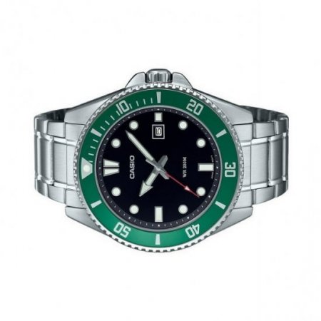 Casio MDV107D-3A Men's Divers 200M WR Green Bezel Stainless Steel Watch