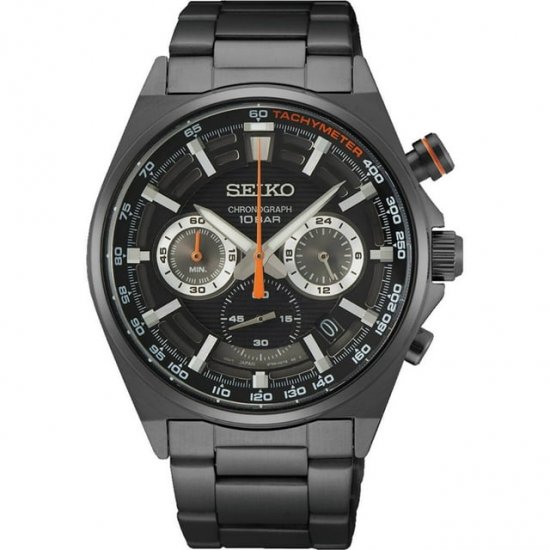 Seiko Essentials Chronograph Quartz Black Dial Men\'s Watch SSB399P1