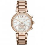 Michael Kors Women's Sawyer Rose Gold Chronograph Crystalized Watch MK6282