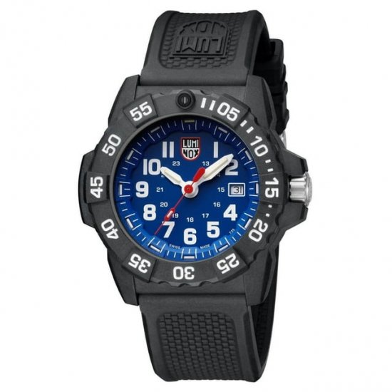 Luminox Men\'s 45mm Black Carbon Fiber Band Case Quartz Blue Dial Analog Watch 3503