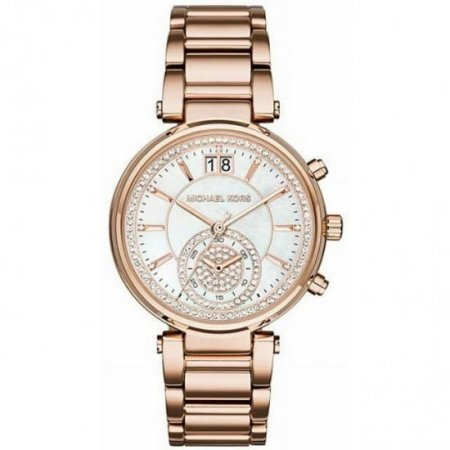 Michael Kors Women's Sawyer Rose Gold Chronograph Crystalized Watch MK6282