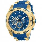 Invicta Men's Speedway Chronograph 100m Blue/Gold Silicone S. Steel Watch 25508