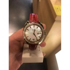 Fossil BQ3772 Vale Three-Hand Date Red Leather Watch