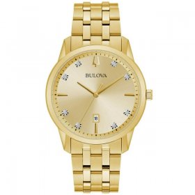 Bulova 97D123 Men's Sutton Yellow Gold Bracelet Diamond Watch