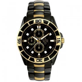 Men's Black IP Diamond Watch 98D002