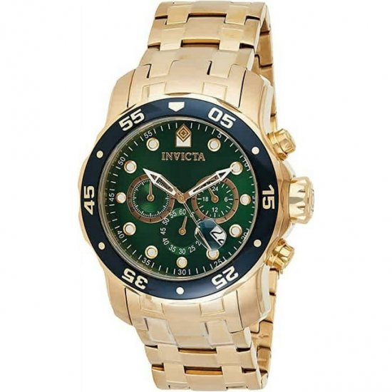 Invicta Pro Diver Chronograph Green Dial 18kt Gold-plated Men\'s Watch 0075