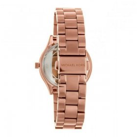 Michael Kors Mini Slim Runway 34mm Steel Rose Dial Quartz Ladies Watch MK3513