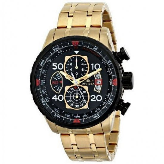 Invicta Aviator Chronograph Black Dial Gold-plated Men\'s Watch 17206