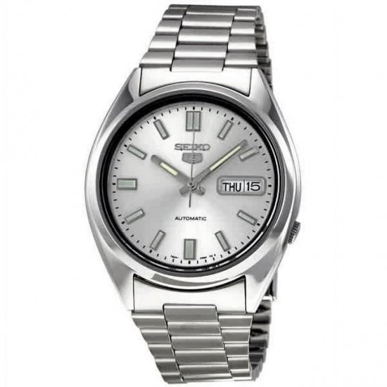 Seiko Men\'s SNXS73 5 Automatic White Dial Stainless-Steel Bracelet Watch