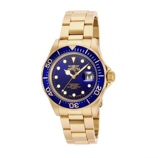 Invicta Men\'s 17058 Pro Diver Analog Blue Dial Swiss Quartz Gold Watch