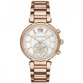 Michael Kors Women's Sawyer Rose Gold Chronograph Crystalized Watch MK6282