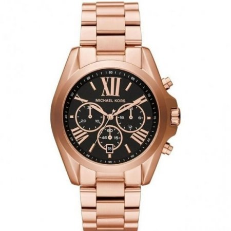 Michael Kors Women's MK5854 Bradshaw Black Dial Rose Gold Steel Bracelet Chronograph Watch