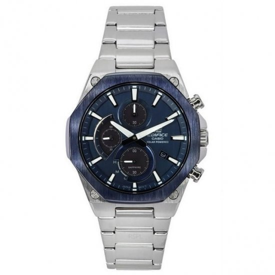 Casio Edifice Analog Slim Line With Sapphire Crystal Chronograph Blue Dial Solar EFS-S570DB-2A 100M Men\'s Watch