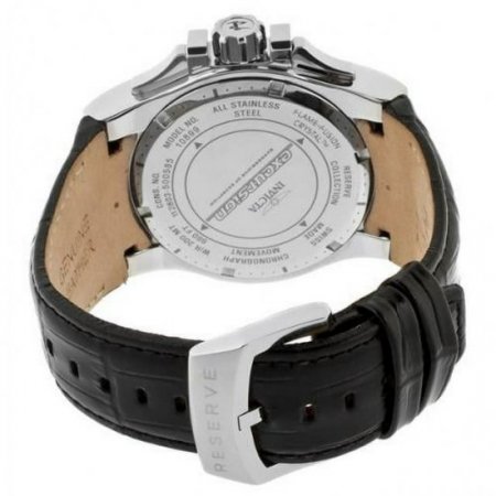 10899 Men's Reserve Excursion Black Textured Dial Rose Gold Tone Bezel Chronograph Leather Strap Dive Watch