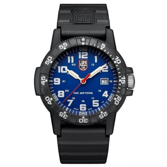 Luminox Men\'s 44mm Black Silicone Band Carbon Fiber Case Quartz Blue Dial Analog Watch 0323