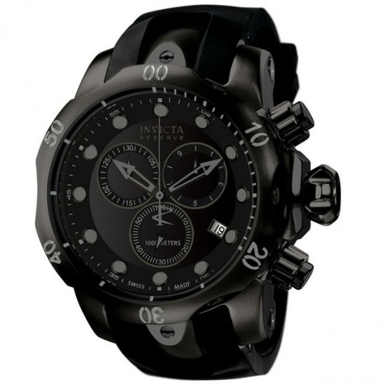 Invicta Reserve Collection Subaqua Venom Chronograph Black Dial Black Polyurethane Men\'s Watch 6051