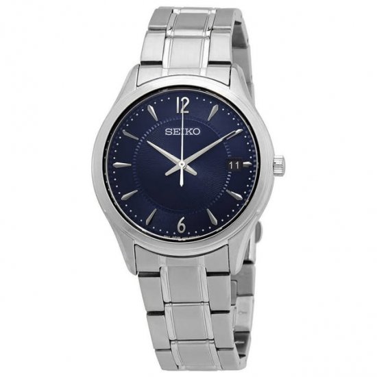 Seiko Essentials Quartz Blue Dial Stainless Steel Men\'s Watch SUR419