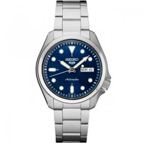 Seiko 5 Mens Day/Date Stainless Steel Blue Dial Automatic Watch SRPE53