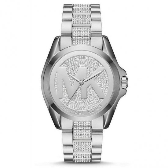 Michael Kors Women\'s NEW (MK6486) BRADSHAW SILVER CRYSTAL GLITZ MK LOGO WATCH