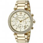 Michael Kors Women's 39mm Gold-Tone Steel Bracelet & Case Quartz Yellow Dial Chronograph Watch MK5354