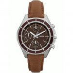 FOSSIL CH2829,Ladies Chronograph,Stainless Steel case,Leather strap,Silver Tone,WR